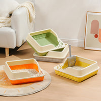Splash-Proof Square Cat Litter Box for Kittens and Small Cats, Cage-Friendly