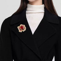 Luxury Camellia Brooch for Women, Elegant Zircon Embellished Pin for Suits and Dresses