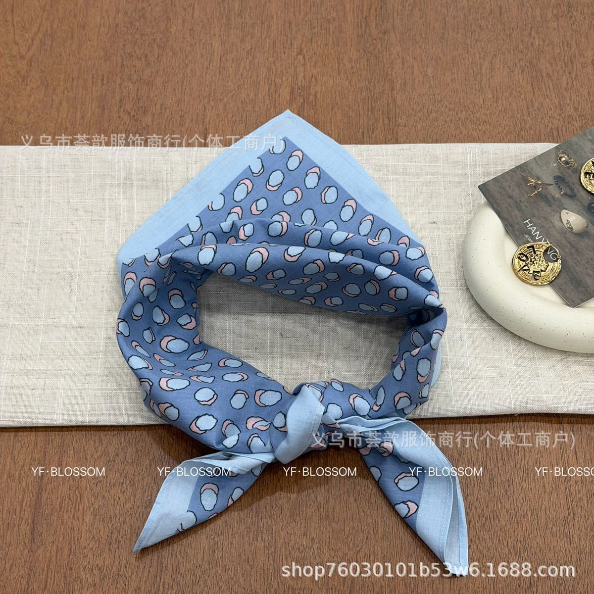 Cotton Floral Thin Square Scarf for Spring/Summer, Travel Headscarf, Decorative Neck Scarf