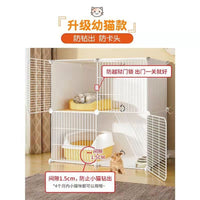 Large Indoor Cat Cage with Litter Box Enclosure, Multi-Level Cat Condo for Small Spaces