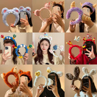 Cartoon Plush Headband for Washing Face and Hair Styling, Non-slip Sweet Hair Accessories