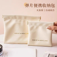 Self-Closing Portable Pouch for Cosmetics, Glasses, and Small Items