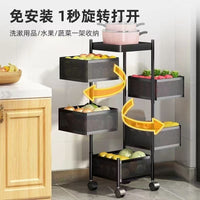 Multi-layer Kitchen Storage Rack with Wheels for Fruits, Vegetables, and Snacks