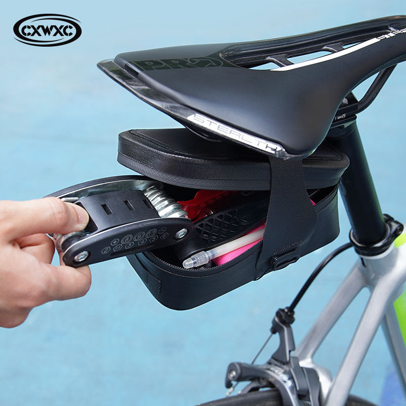 CXWXC Waterproof Bike Saddle Bag with Quick Release Knob, Under Seat Pack for Cycling Tools & Accessories