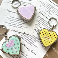 Heart-shaped Alloy Acrylic Keychain with Bow and Mirror for Couples and Friends