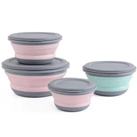 Portable Collapsible Silicone Bowl and Cup Set with Cutlery for Travel and Outdoor Dining
