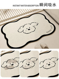 Cartoon Diatomaceous Earth Bath Mat, Super Absorbent Non-Slip Quick Dry Bathroom Rug