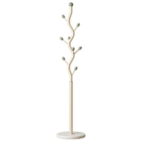 Cream Style Floor-Standing Garment Rack with Hooks for Bedroom and Living Room