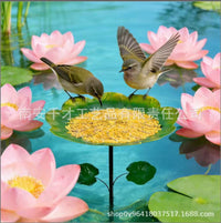 Metal Flower Bird Feeder Bath for Outdoor Garden Decoration