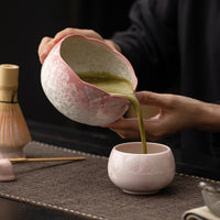 Ceramic Matcha Tea Ceremony Set with Crystalline Ice Flower Pattern, Includes Bowl, Whisk, and Whisk Holder