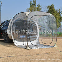 PVC Transparent Car Tail Extension Tent for Camping and Sunroom Use, Automatic Pop-Up, 2-4 Person