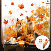 Thanksgiving Autumn Fox Maple Leaf Window Clings for Glass Doors