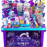 DIY Unicorn Slime Kit for Kids, Crystal Mud Bubble Slime Set, Creative Sensory Play Toy