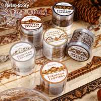 Retro Story European Carved Washi Tape for Journaling and Decoration