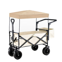 Folding Camping Cart with All-Terrain Wheels, Canopy, and Tail Bag - Portable Utility Wagon for Outdoor Picnic & Shopping