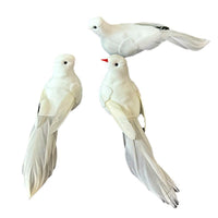 Christmas White Feather Artificial Bird Ornament for Garden & Craft Decor