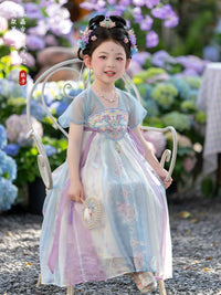 Girls' Hanfu Dress Summer Chinese Style Princess Costume Thin Fairy Ancient Style Performance Skirt