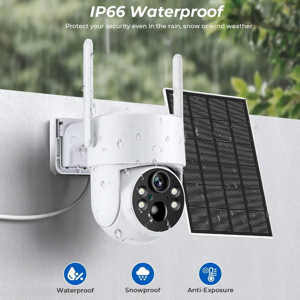 Solar Powered 360° Outdoor WiFi Security Camera with Remote Monitoring