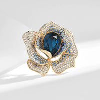 Luxury Camellia Brooch for Women, Elegant Zircon Embellished Pin for Suits and Dresses
