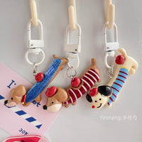 Fashionable Dachshund Dog Keychain & Brooch Set for Bags, Keys, and Hair Accessories