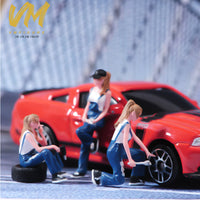 Female Car Mechanic Figure Set for Dioramas and Models