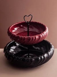 Double-Layer Rotating Candy and Snack Box with Divided Compartments, Heart-Shaped Design for Home Living Room