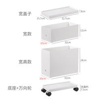 Desktop Rectangular Storage Box with Lid and Wheels for Kitchen Cabinet and Sundries Organization