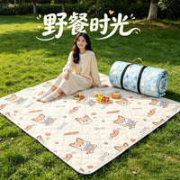 Portable Outdoor Camping Picnic Mat with Cute Shiba Inu Pattern, Moisture-proof and Machine Washable