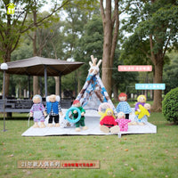 Wooden Posable Doll Family Set for Kids, Articulated Figures for Imaginative Play