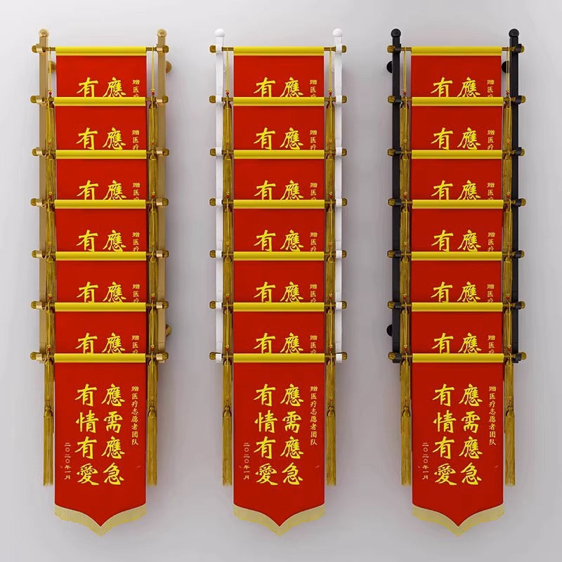 Wall-Mounted Pennant Display Rack for Office, School, Hospital, Multi-Layer Banner Holder