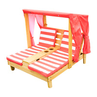 Kids Outdoor Beach Lounge Chair with Backrest and Canopy for Garden Patio