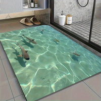3D Ocean Pattern Diatomaceous Earth Bath Mat, Super Absorbent Non-Slip Quick Dry Bathroom Floor Mat
