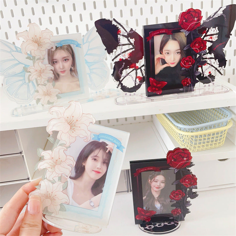 INS Rose Lily Photo Card Holder Stand for 3-inch Star Photos, Guka Display Frame Ornament