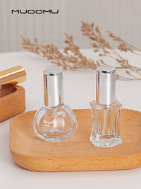 Portable Fine Mist Perfume Atomizer Bottle with Wooden Cap - Refillable Glass Spray Bottle for Travel
