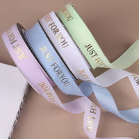 2.5cm Gold Foil English Letter Ribbon for Flower Packaging and Cake Decor