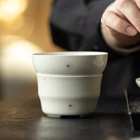 Ash Glaze Ceramic Tea Strainer Set with Daisy Pattern - Traditional Chinese Kung Fu Tea Accessory