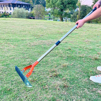 Multifunctional Garden Rake with Adjustable Stainless Steel Handle for Soil and Thatch