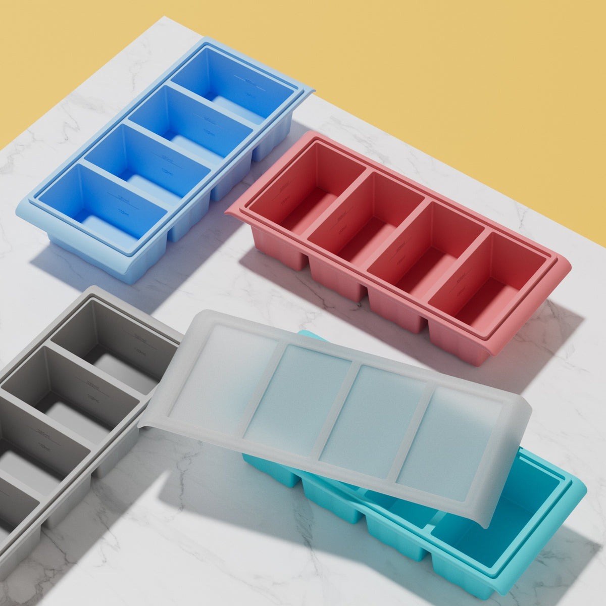 Silicone Ice Cube Tray Large Ice Cube Maker for Home Refrigerator with Lid Quick Freeze Mold