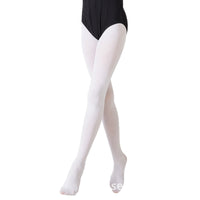 Girls' White Velvet Seamless Non-Slip Dance Tights Thin Ballet Pantyhose