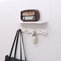 Solid Wood Wall-Mounted Entryway Coat Rack with Hooks and Key Holder