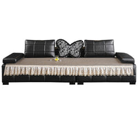 Scalloped Edge Cooling Rattan Sofa Mat for Summer - Non-Slip & Fixed Design