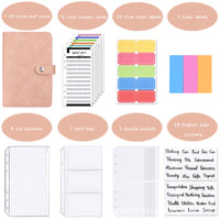 A6 PU Leather 27-Piece Budget Binder Set with Zipper Envelopes and Lined Paper
