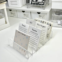Desktop Organizer Rack for Stationery, Postcards, and Sticky Notes - Clear/Black Acrylic Storage Display