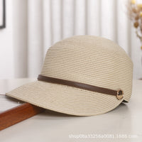 French Style Straw Equestrian Sun Hat for Women, Breathable Visor Cap with UV Protection