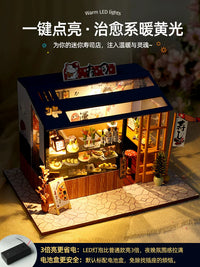 DIY Miniature Dollhouse Kit with LED Light - Hand-Assembled Building Model for Girls