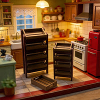 Miniature Dollhouse Kitchen Storage Rack with Four Trays