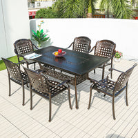 Outdoor Patio Cast Aluminum Dining Table and Chairs Set for Garden Villa Balcony