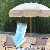 Customizable Outdoor Beach Patio Umbrella with Tassels for Resorts & Villas