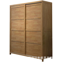 Solid Wood Sliding Door Wardrobe Nordic Minimalist Home Bedroom Closet Large Capacity