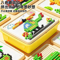 3D Mushroom Pegboard Puzzle Set for Kids, Educational DIY Large Particle Mosaic Toy for Early Learning and Focus Training